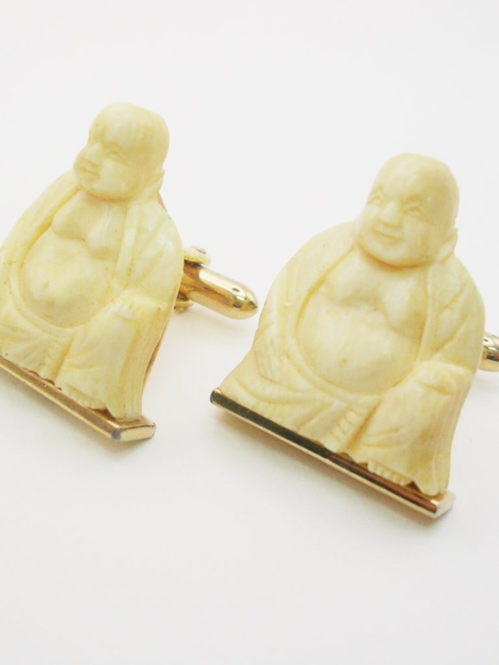 Vintage Cuff Links hand carved Buddha classic Swank Suit Accessory